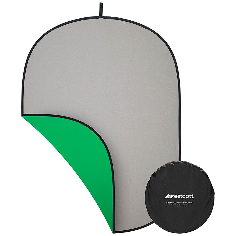 Fond pliant 2-en-1 Gris / Chromakey vert 150x195cm