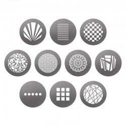 Pack 10 gobos MOTIFS pour spot optique