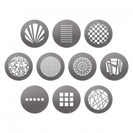Pack 10 gobos MOTIFS pour spot optique Pack 10 gobos MOTIFS pour spot optique