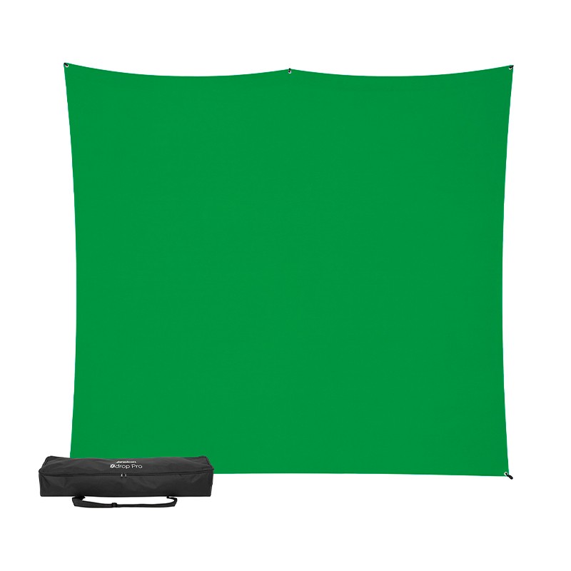 X-Drop Pro Kit support + fond Chromakey Vert + sac - 2,40 x 2,40 m